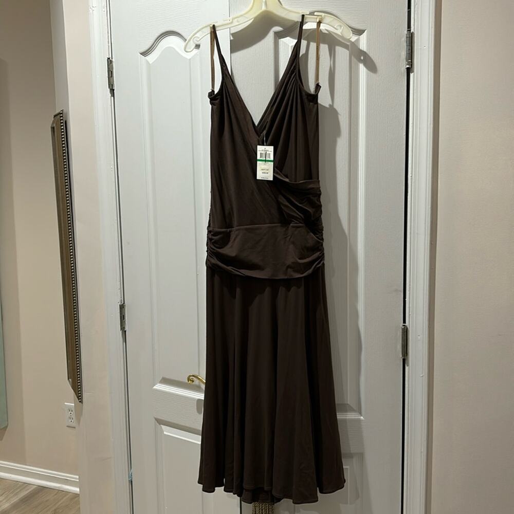 BCBG brown L midi extra soft rouch fitted but stretchy waist nwt perfect